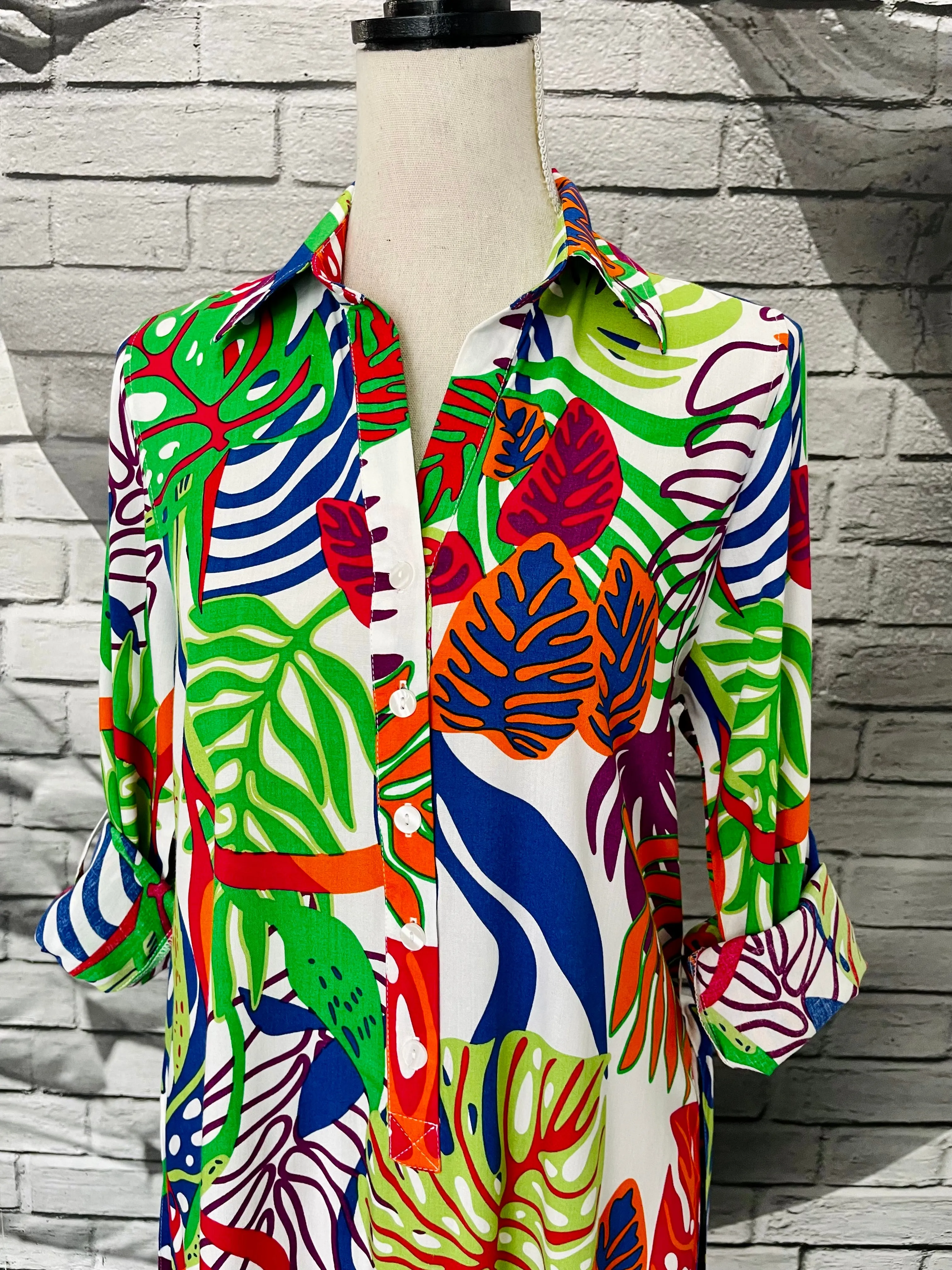 Augusta Midi Dress in White Night Tropical