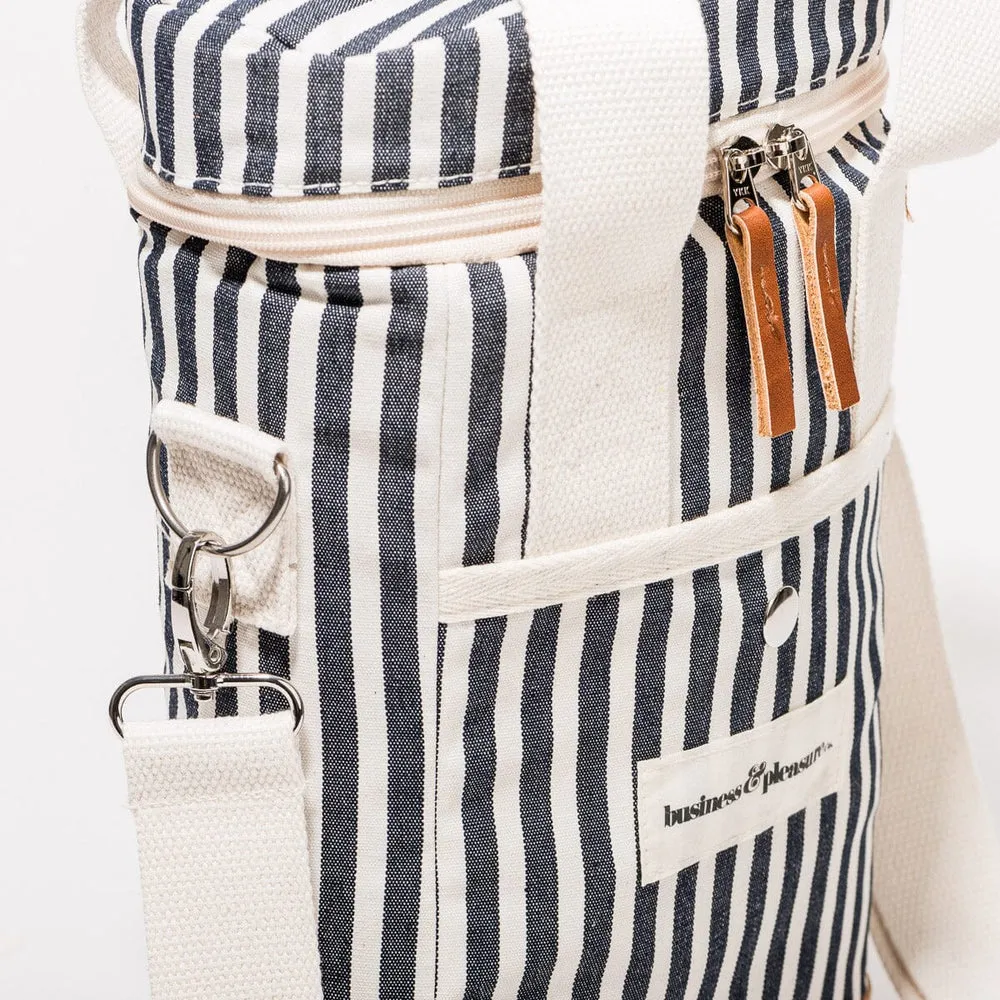 Business & Pleasure - Wine Cooler Tote Bag - Laurens Navy Stripe
