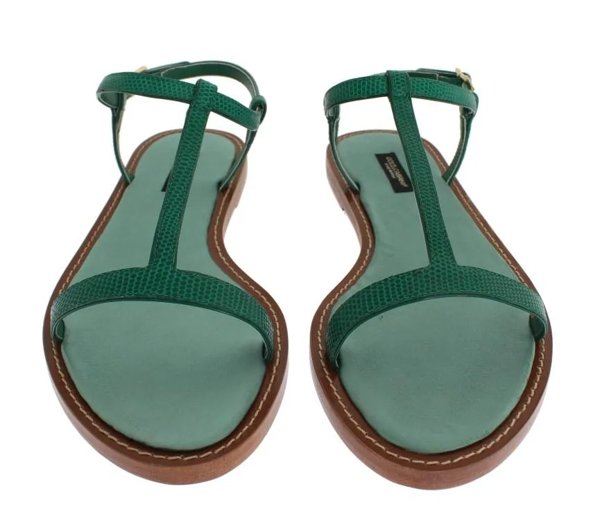Green Lizard Skin Leather Sandal Shoes