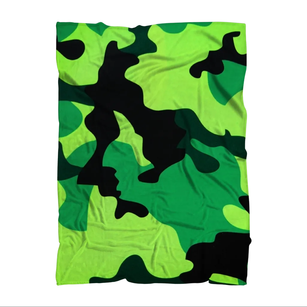 Neon Green Camo Premium Adult Blanket