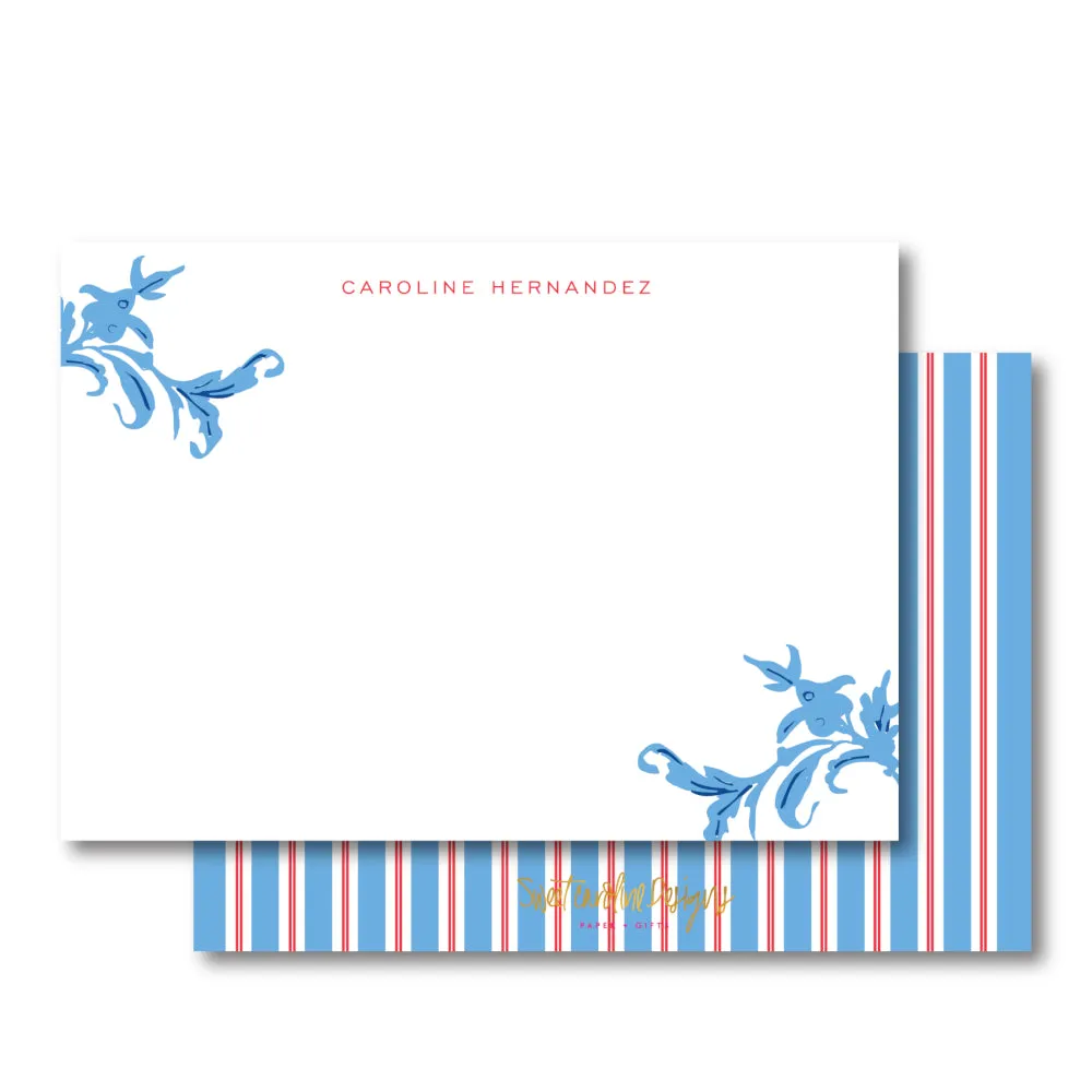 Red Blue Stripe Stationery
